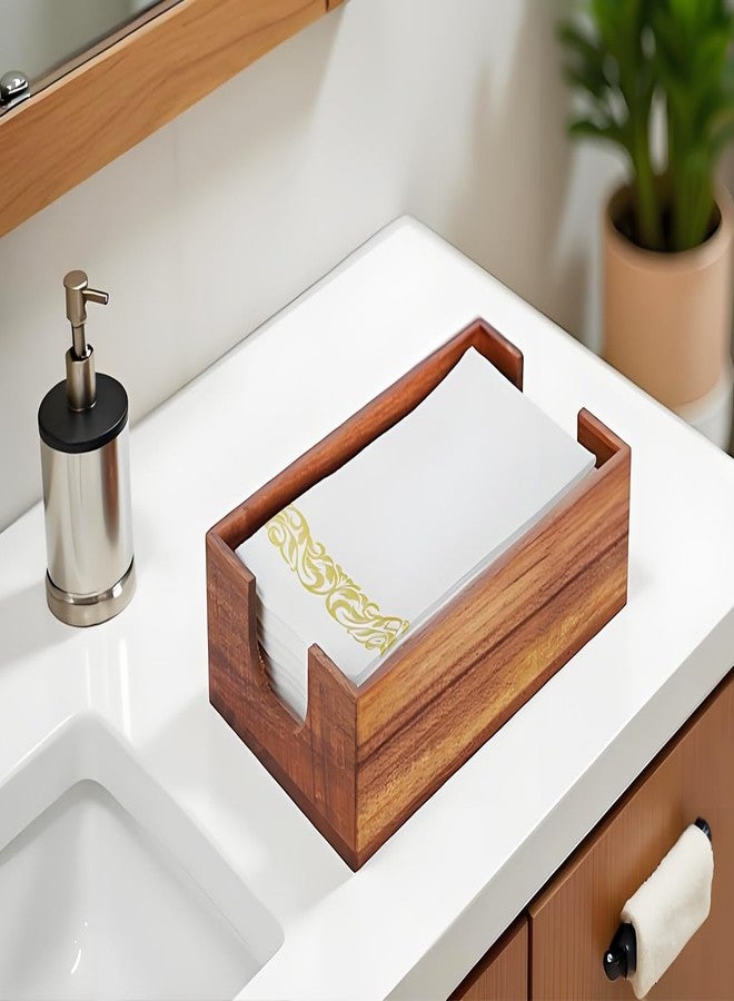 Phininia Napkin Holder for Bathroom, Acacia Guest Towel Holder, 4 Non Slip Pads, Disposable Hand Towel Tray for Bathroom, Wooden Paper Towel Dinner Napkin Holder for Table Party Bar Kitchen Accessories - Image 5