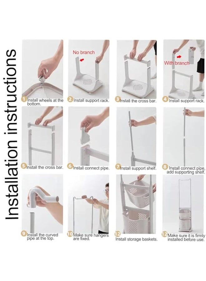 ليفينج سلة غسيل مع شماعة ملابس – تصميم عملي لتنظيم فعال - Image 3