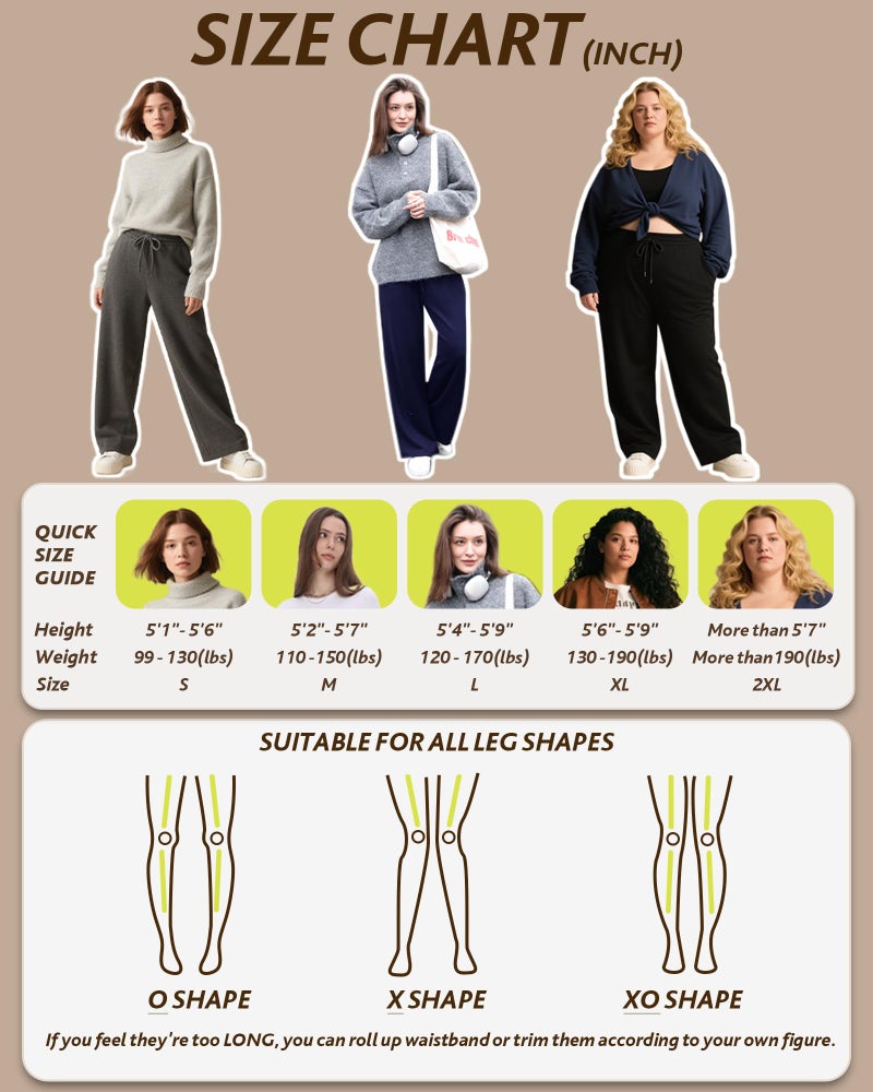 CAMPSNAIL Womens Fleece Lined Sweatpants Wide Leg Winter Warm Thermal Straight Leg Baggy Lounge Sweat Pants with Pockets Heather Dark Grey - Image 5