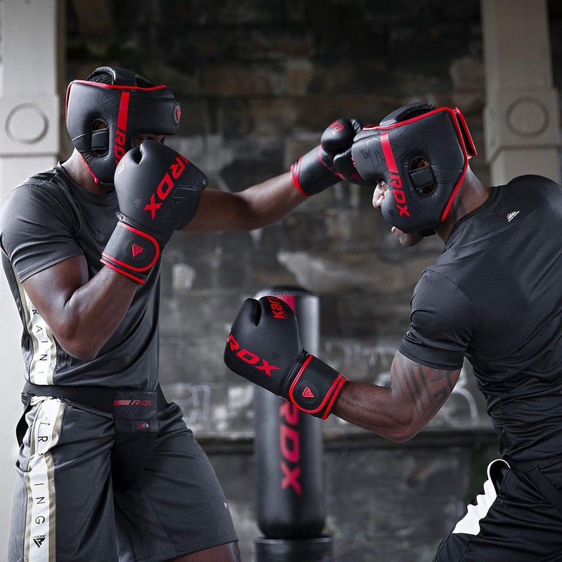 RDX Adjustable Padded KARA Head Guard for Boxing, MMA, and Martial Arts Training -M |Black/Black (HGR-F6MB-M) - Image 2