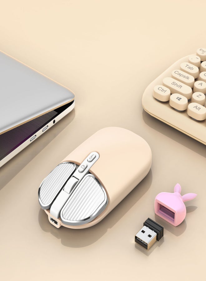 2.4G+BT Wireless with UV Skin-friendly Coating Silent One-click Desktop Precise Positioning 500mAh Rechargeable for Office and Laptop Mac Ipad Computer Mice - Image 5