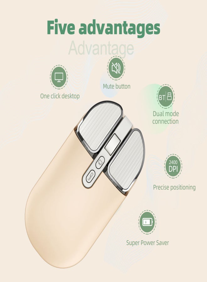 2.4G+BT Wireless with UV Skin-friendly Coating Silent One-click Desktop Precise Positioning 500mAh Rechargeable for Office and Laptop Mac Ipad Computer Mice - Image 3