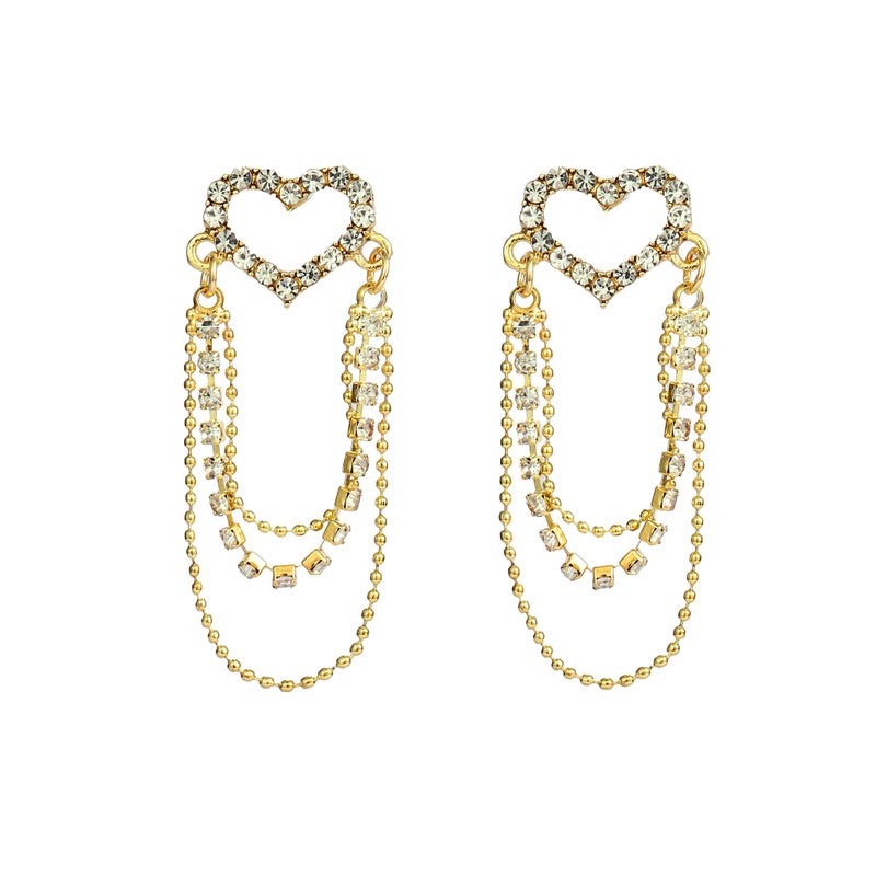 SALTY Anti Tarnish Elegant Heart Chain Earrings Set for Women | Stylish Fashion Jewellery | Accessories for Girls | Minimal Jewelry | Ideal for Gifting | Marriage, Birthday | Gift for Valentine Day - Image 5
