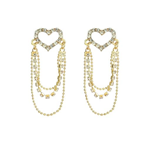 SALTY Anti Tarnish Elegant Heart Chain Earrings Set for Women | Stylish Fashion Jewellery | Accessories for Girls | Minimal Jewelry | Ideal for Gifting | Marriage, Birthday | Gift for Valentine Day - Image 1