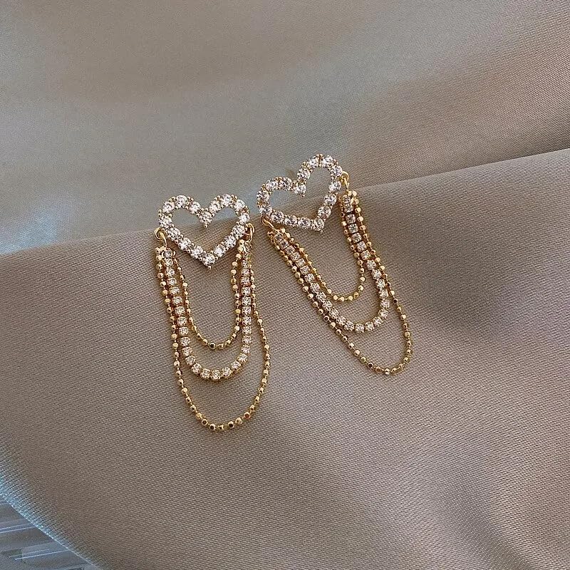 SALTY Anti Tarnish Elegant Heart Chain Earrings Set for Women | Stylish Fashion Jewellery | Accessories for Girls | Minimal Jewelry | Ideal for Gifting | Marriage, Birthday | Gift for Valentine Day - Image 4