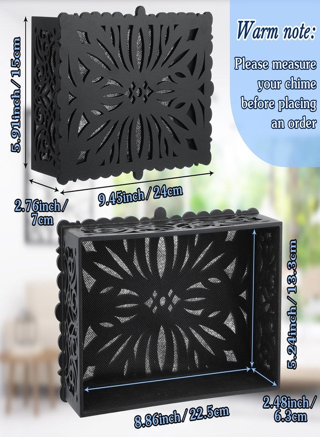 Saillong Doorbell Chime Cover Box Only, Doorbell Cover for Wall Inside With Floral Design, Indoor Doorbells Covers with Self Adhesive Tape, Fits Most of Doorbells Chime, Easy to Install(Black) - Image 2
