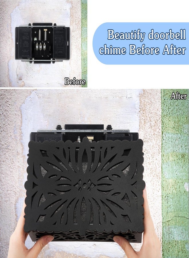 Saillong Doorbell Chime Cover Box Only, Doorbell Cover for Wall Inside With Floral Design, Indoor Doorbells Covers with Self Adhesive Tape, Fits Most of Doorbells Chime, Easy to Install(Black) - Image 5