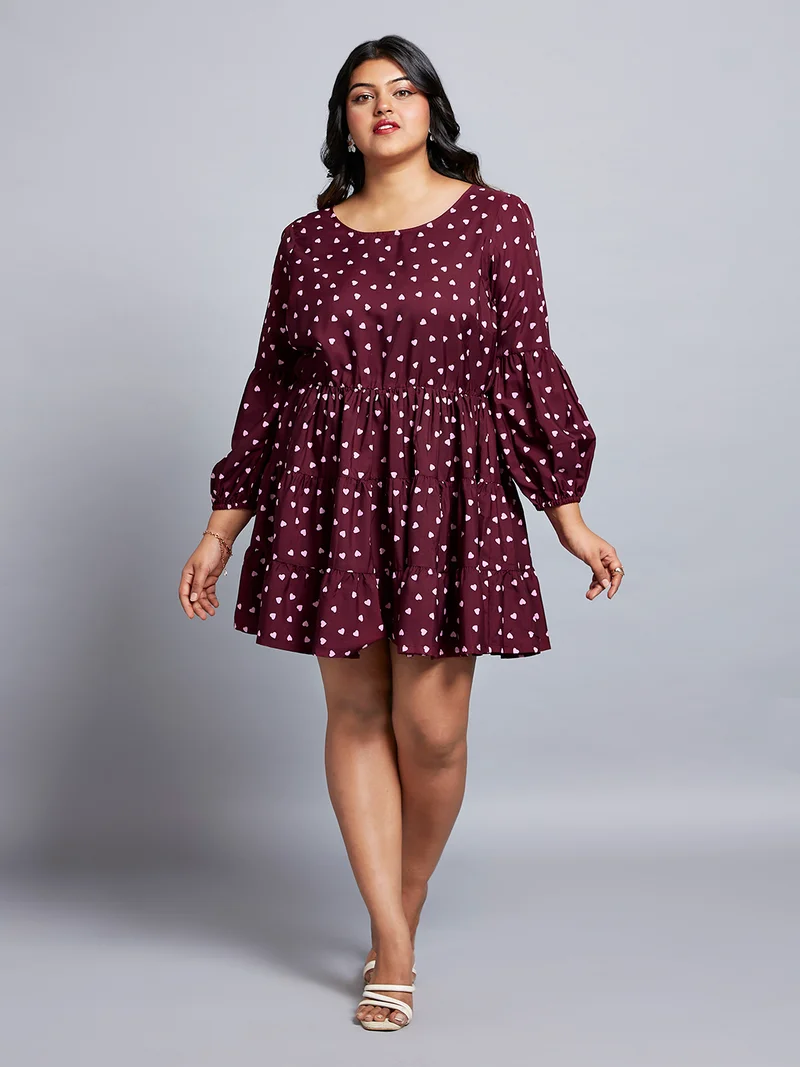 جلو باص فستان ميني جلوبلس نسائي بأكمام أسقف وياقة مستديرة