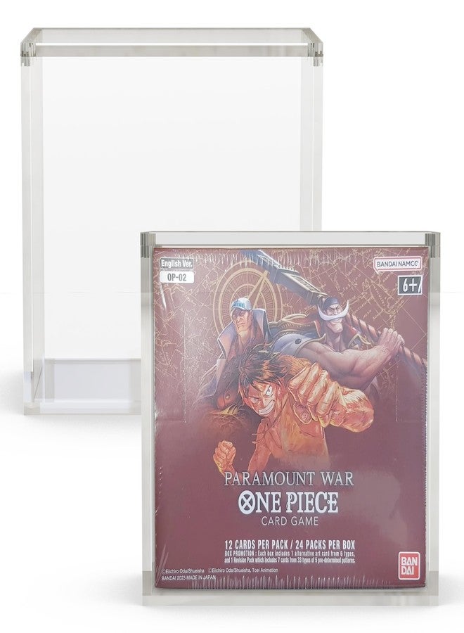 ايفورترو علبة عرض أكريليك واقية من EVORETRO لصندوق معززات لعبة الورق الإنجليزية One Piece TCG (OP02) - سمك 5 مم، إغلاق مغناطيسي، حماية من الأشعة فوق البنفسجية، تصميم قابل للتكديس لعلبة أكريليك لصندوق معززات لعبة الورق One Piece (عبوة واحدة) - Image 1