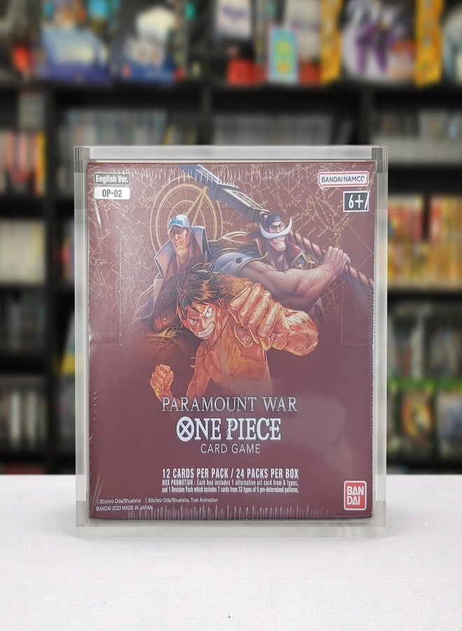 ايفورترو علبة عرض أكريليك واقية من EVORETRO لصندوق معززات لعبة الورق الإنجليزية One Piece TCG (OP02) - سمك 5 مم، إغلاق مغناطيسي، حماية من الأشعة فوق البنفسجية، تصميم قابل للتكديس لعلبة أكريليك لصندوق معززات لعبة الورق One Piece (عبوة واحدة) - Image 4