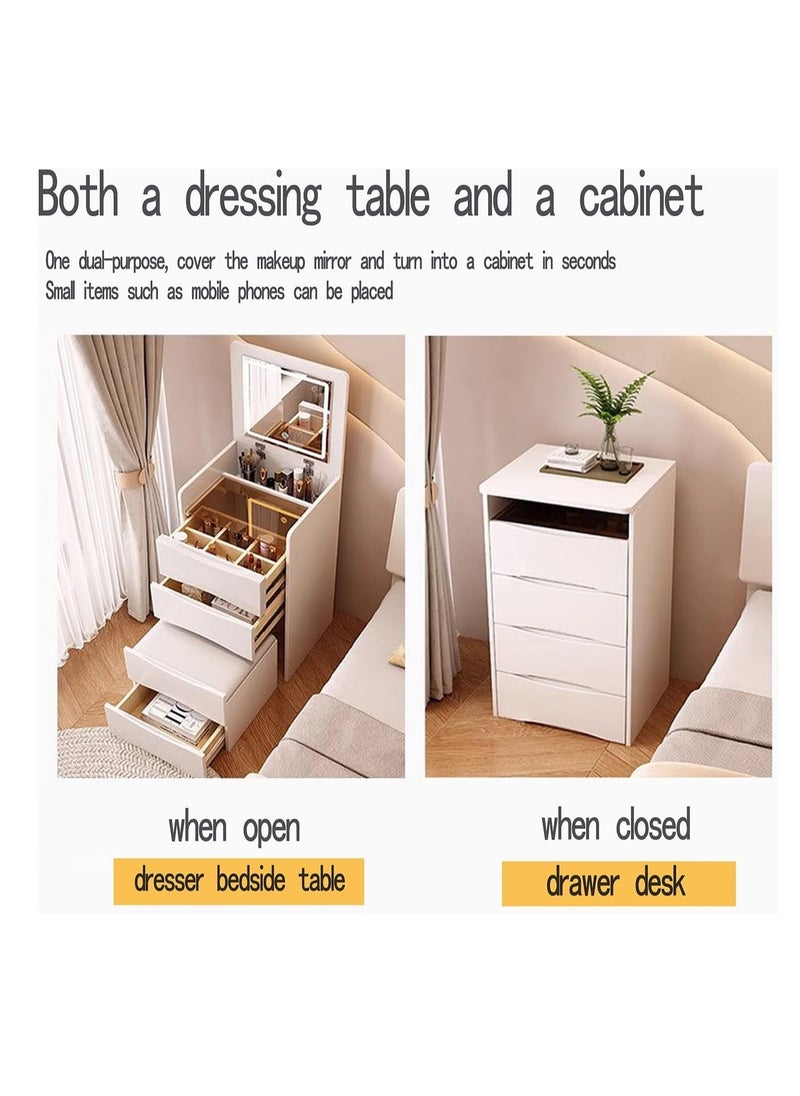 Makeup Vanity Set with Mirror and Lights, Vanity Set Makeup Vanity Table with Adjustable Lights Drawer Storage Makeup Table with Stool Vanity Desk for Bedroom (white with LED 48cm x 40cm x 82cm)