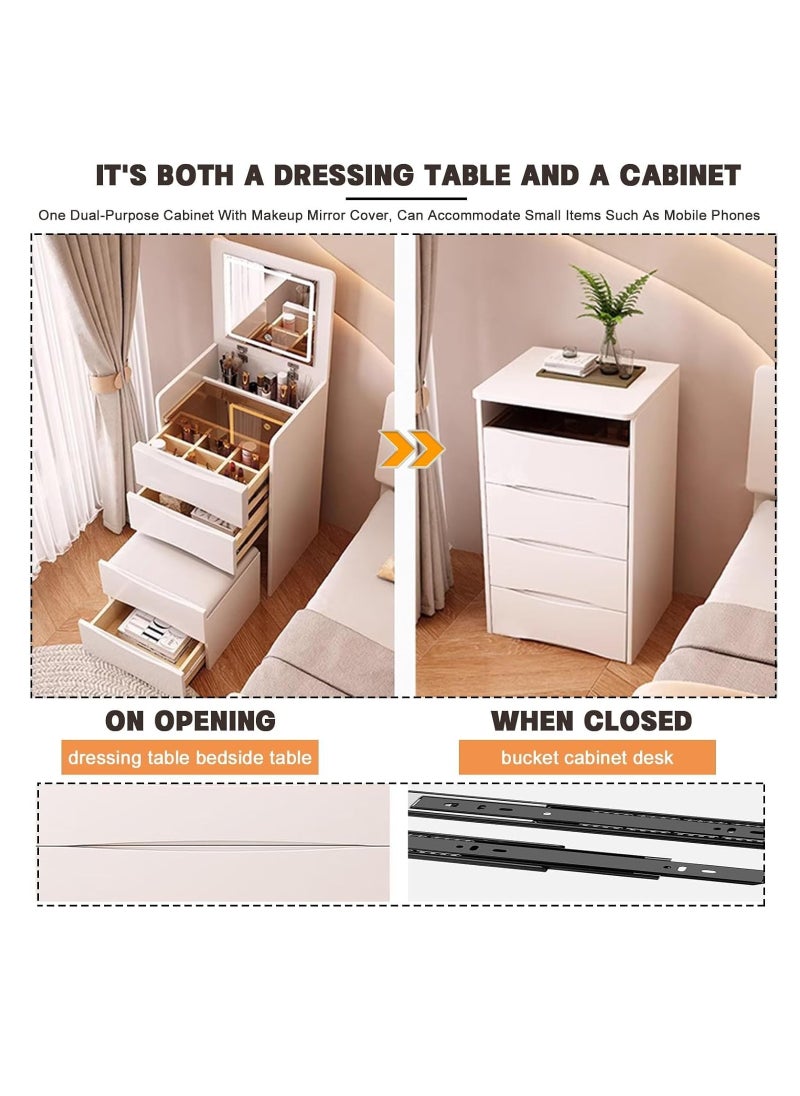 Makeup Vanity Set with Mirror and Lights, Vanity Set Makeup Vanity Table with Adjustable Lights Drawer Storage Makeup Table with Stool Vanity Desk for Bedroom (white with LED 48cm x 40cm x 82cm)