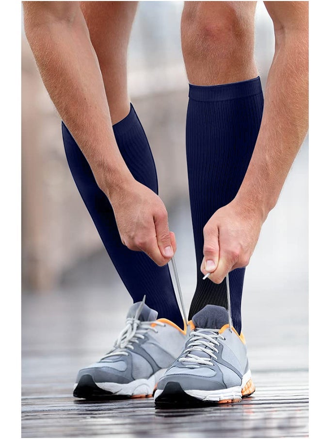 VITION 2 Packs Men and Women's Compression Socks 15-20 mmHg Moderate Pressure Medical Quality Support Best Comfort Fit Moisture Wicking Circulation Travel Blue/Black XXL - Image 3