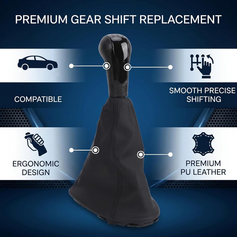Manual 5 Speed Gear Shift Knob Cover 5 Speed Manual Gear Shift Knob with Dust Proof Wear Proof Ergonomic Design Replacement for Chevy Spark 2011 2012 2013 2014 (Black) - Image 4