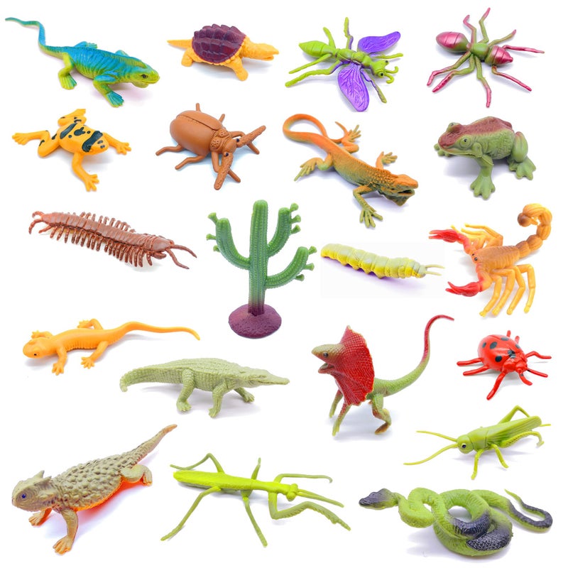 Guaishou 20pcs Realistic Bugs Plastic Insects Animals Figures Toys Contains Ladybugs Caterpillars Beetles Mantises Scorpions Lizards Snakes Frogs Ants - Image 3