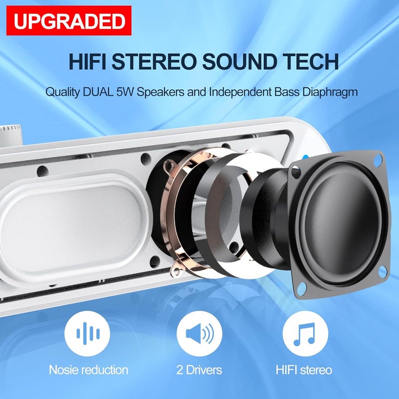 لينرو مكبرات صوت كمبيوتر ، مكبرات صوت كمبيوتر مزودة بـ USB سلكي بصوت ستيريو 10 واط، مكبرات صوت ساوندبار للكمبيوتر المكتبي واللابتوب والشاشة (AUX-أبيض) - Image 2