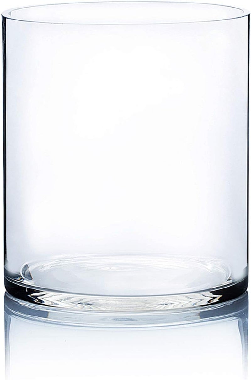 WGVI WGV Cylinder Vase, Width 9", Height 10", Clear Wide Large Diameter Flower Glassware, Floral Container, Planter Terrarium for Wedding Party Event, Home Accent Decor, 1 Piece - Image 1
