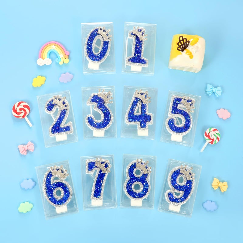AKURIEEY Blue Birthday Candle Crown Number 7 Candle with Sequins Cake Candles Cupcake Decorations Party Decor for Anniversary Celebrations Supplies - Image 4