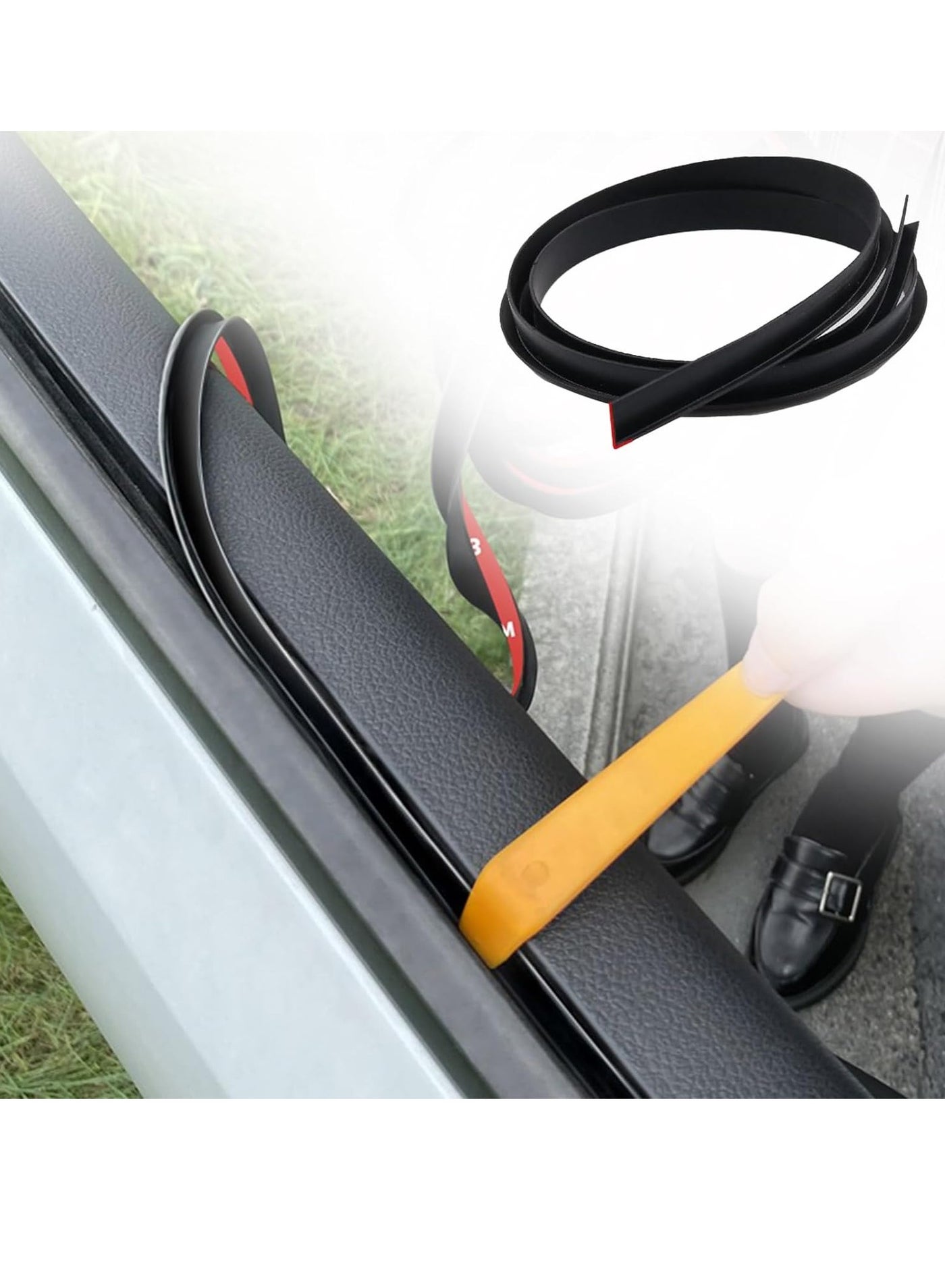thumbnail image 2 of Smeyta Car Door Rubber Seal Strip – 13.2ft V-Type Weather Stripping, Self-Adhesive Draft Protector For Windows 2 of 14