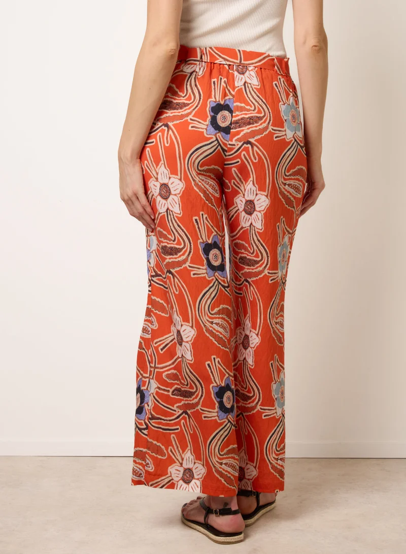 بلو فانيلا Paper Bag Tie Waist Wide Leg Trousers