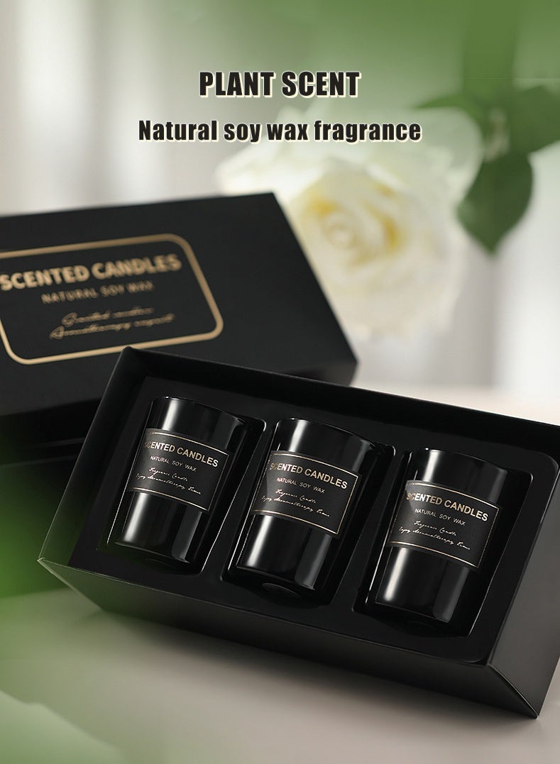 بداية مثالية 3 قطع من الشموع المعطرة، شمعة معطرة برائحة الصويا تدوم طويلاً، شموع معطرة للمنزل، مجموعة هدايا شموع للاستحمام والسبا واليوغا والسفر لتخفيف التوتر، شمعة معطرة بثلاث روائح مختلفة بفتيل واحد - برائحة الفواكه - Image 3