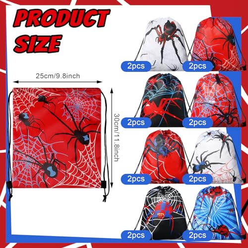 Lothee 24 Pcs Spider Web Drawstring Bags Birthday Party Decoration Goodie Bag Backpack for Birthday Party Supplies (Spider Style) - Image 3