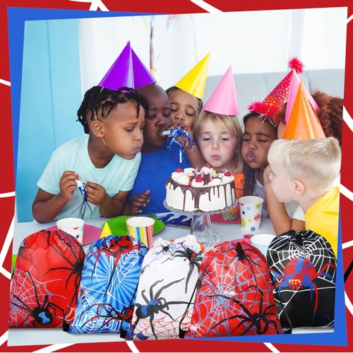 Lothee 24 Pcs Spider Web Drawstring Bags Birthday Party Decoration Goodie Bag Backpack for Birthday Party Supplies (Spider Style) - Image 2