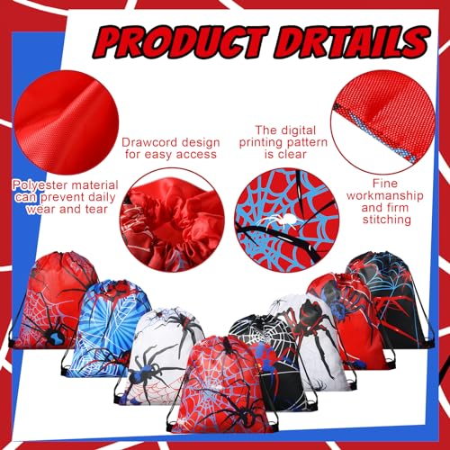 Lothee 24 Pcs Spider Web Drawstring Bags Birthday Party Decoration Goodie Bag Backpack for Birthday Party Supplies (Spider Style) - Image 4