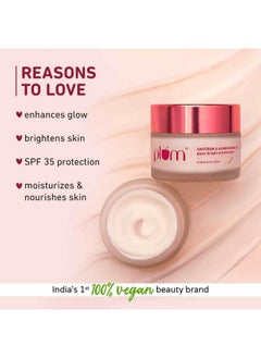 Plum Saffron & Kumkumadi Oil Daily Glow Bright Moisturizing Cream|Moisturizer To Brighten Skin, Enhance Glow|With Spf 35|Uva/Uvb Protection|Quick-Absorbing|All Skin Types|Women & Men|100% Vegan|50 G  - Image 2
