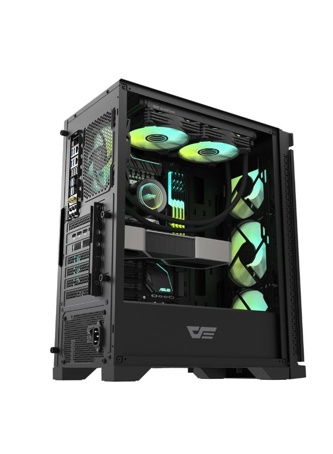 دارك فلاش صندوق كمبيوتر الألعاب DARKFLASH DK361B ATX Mid-Tower مع زجاج مقسى و 4 مراوح ARGB - Image 1