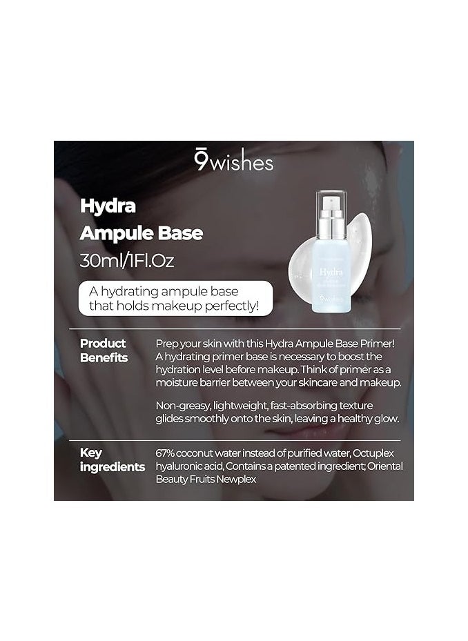9 ويشز 9 Wishes Hydra Ampule Base 1.01 fl.oz | مكياج أساس برايمر للوجه يحتوي على 8 طبقات من حمض الهيالورونيك و55% من ماء جوز الهند | ترطيب البشرة وإشراقها ومكياج كوري يدوم طويلاً K-beauty  - Image 2