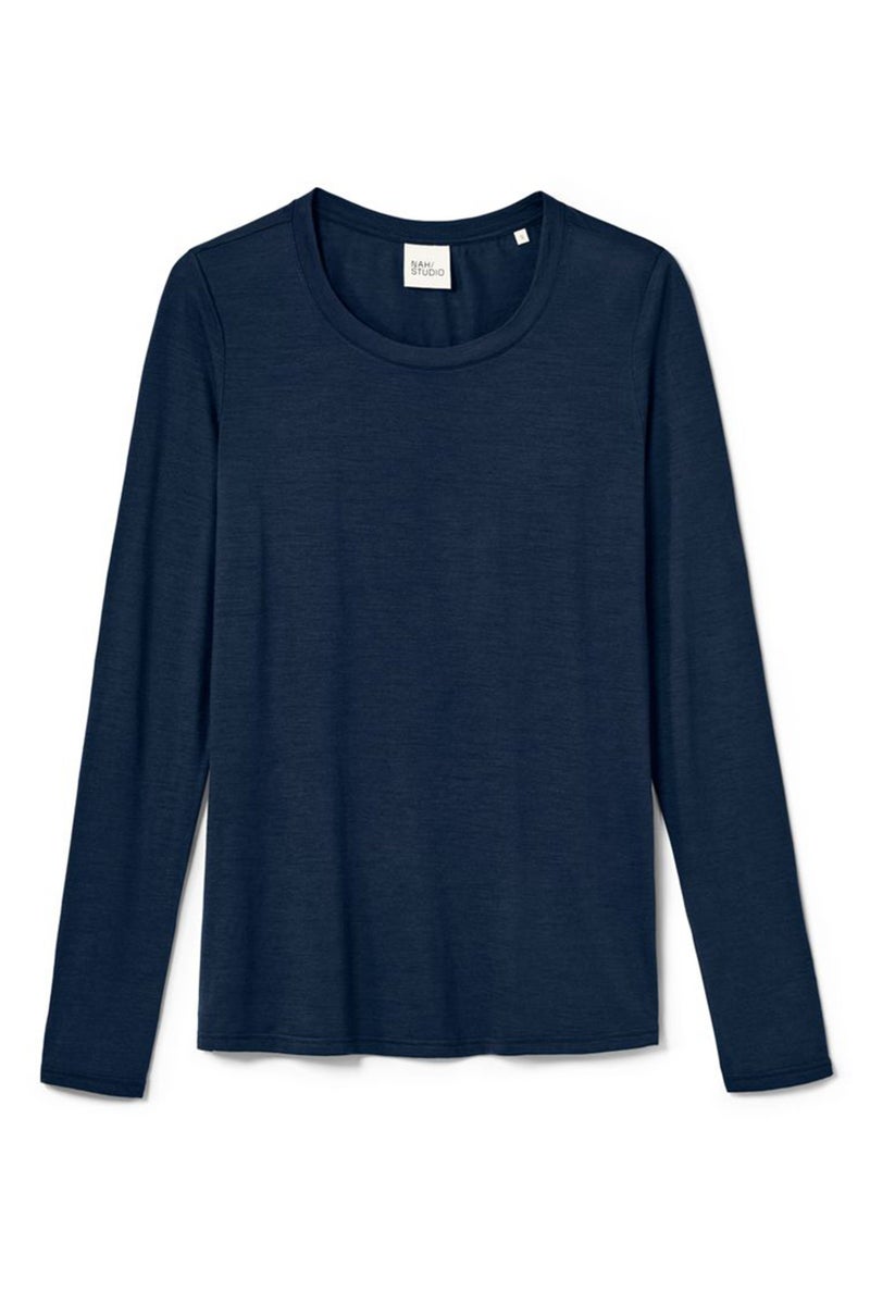 Tchibo بلوزة نسائية بأكمام طويلة وياقة باتو، كحلي - Image 3