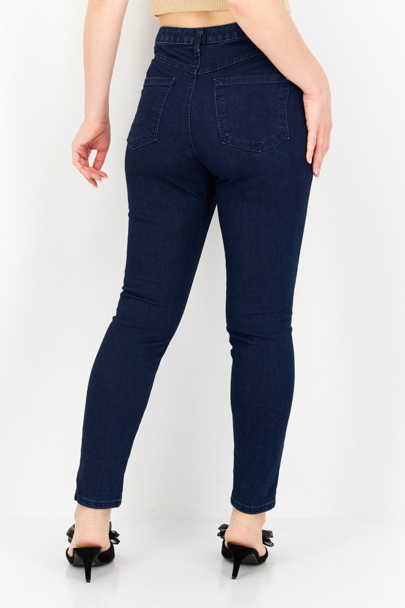 INC Women Petite High Rise Skinny Fit Stretch Jeans, Navy - Image 3