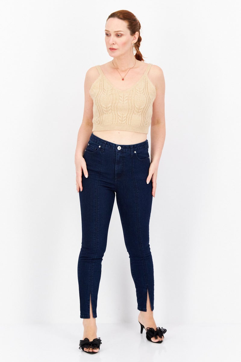INC Women Petite High Rise Skinny Fit Stretch Jeans, Navy - Image 2