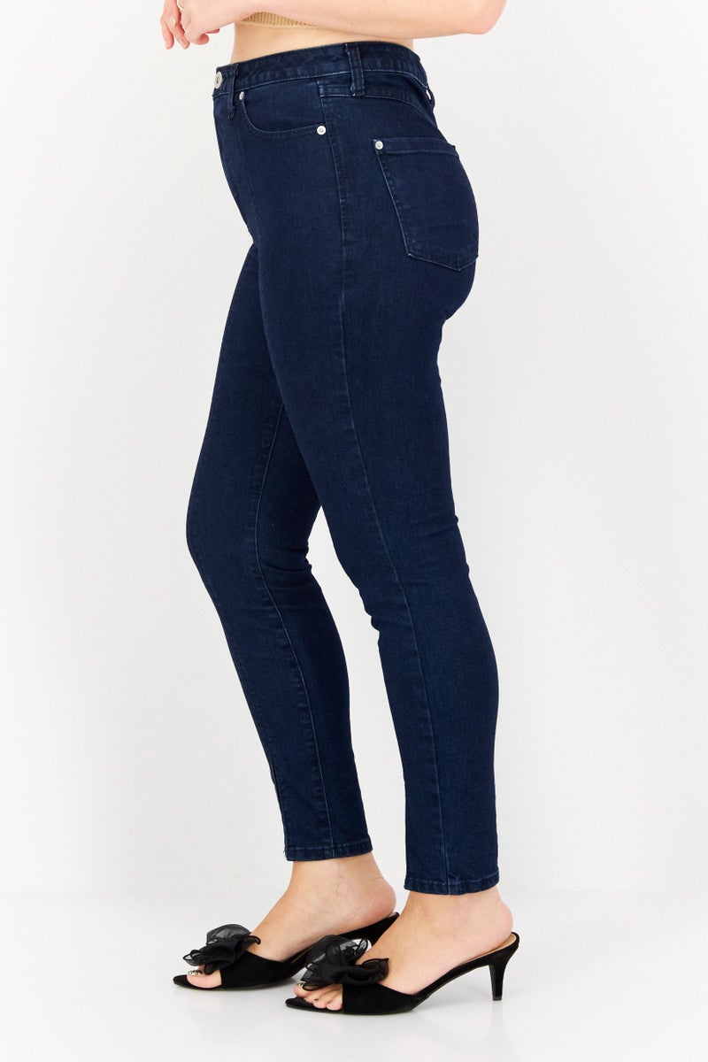 INC Women Petite High Rise Skinny Fit Stretch Jeans, Navy - Image 2