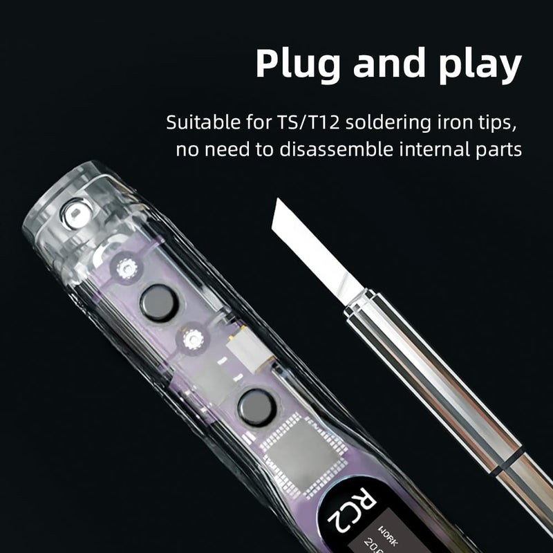 HGLRC RC2 Soldering Iron Kit 65W 24V Portable Outdoor OLED Digital Display Intelligent Temperature for FPV Racing Drone - Image 3