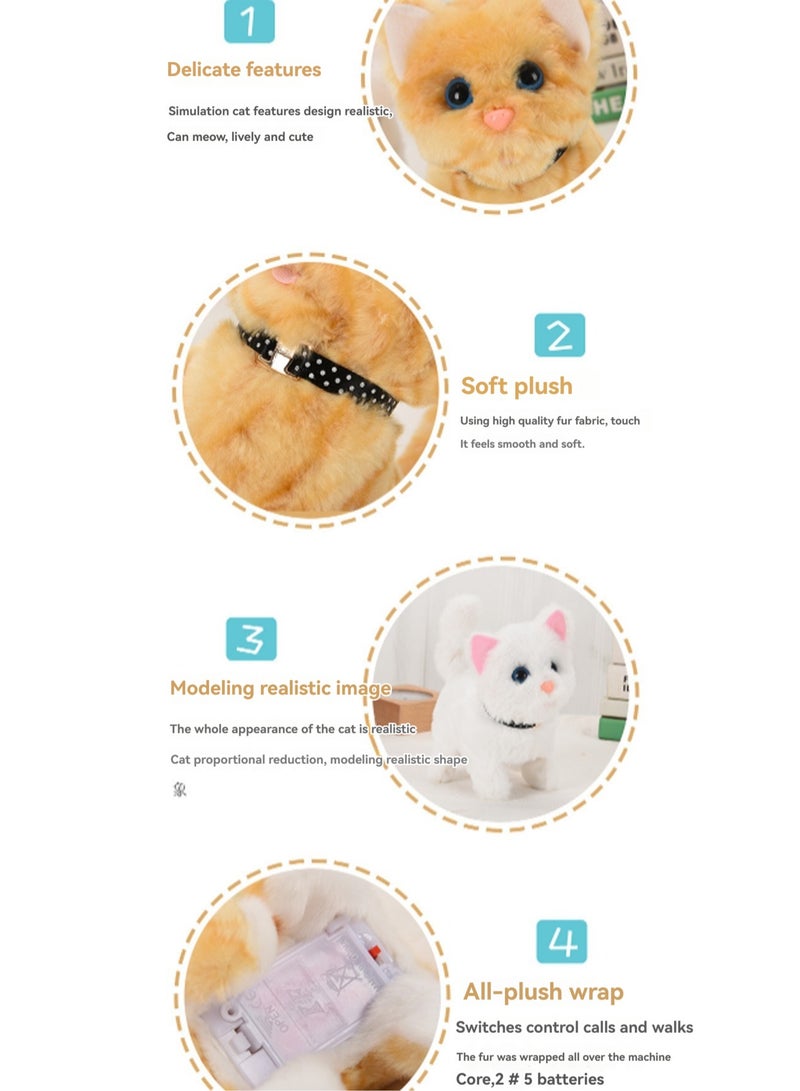 Yellow Scarf Cat Electric Plush Kitten Toy Walks, Calls And Moves Machine Simulation Plush Touch Interactive Toy Suitable For Children And Babies - Image 3