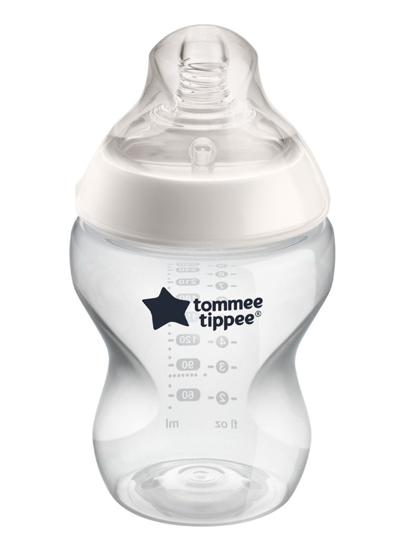 tommee tippee Pack Of 1 Closer To Nature Baby Bottle, Anti-Colic Valve For 0 Months+ 260 ml, Clear - Image 2