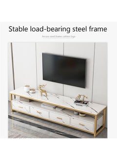 GoldenLike TV Cabinet Modern Television Stand TV Combination Cabinet Simple TV Table Imitation Marble Pattern Multifunctional Storage Cabinet for Living Room(Black)  - Image 3