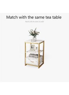 GoldenLike TV Cabinet Modern Television Stand TV Combination Cabinet Simple TV Table Imitation Marble Pattern Multifunctional Storage Cabinet for Living Room(Black)  - Image 4