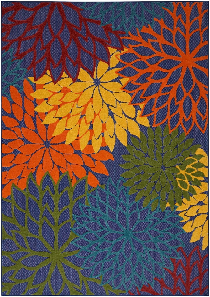 Nourison Home Aloha Indoor-Outdoor Navy Multicolor 5'3" x 7'5" Area Rug, Easy Cleaning, Non Shedding, Bed Room, Living Room, Dining Room, Backyard, Deck, Patio (5x7) - Image 4