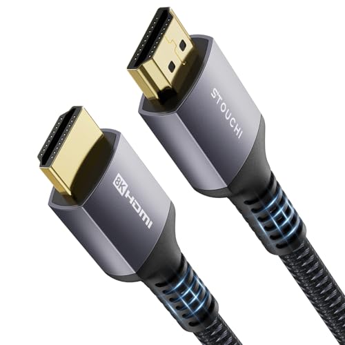 Stouchi HDMI Cable 8FT, 48Gbps Ultra High Speed HDMI® Cables Braided 2.1 Cord, 8K60Hz 4K120Hz 144Hz eARC Dynamic HDR HDCP 2.2&2.3 HDR10+ Compatible for PS5, PS4, UHD TV and PC - Image 1