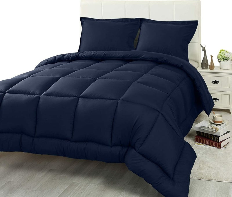 Texlux Soft Microfiber 500 GSM Heavy Winter QuiltComforterDuvetBedding SetBlanketRajaiDouble90 Inch X 100 Inch Bed Comforter Blanket with 2 Pillow Cover17 Inch X 27 Inch Dark Blue - Image 4