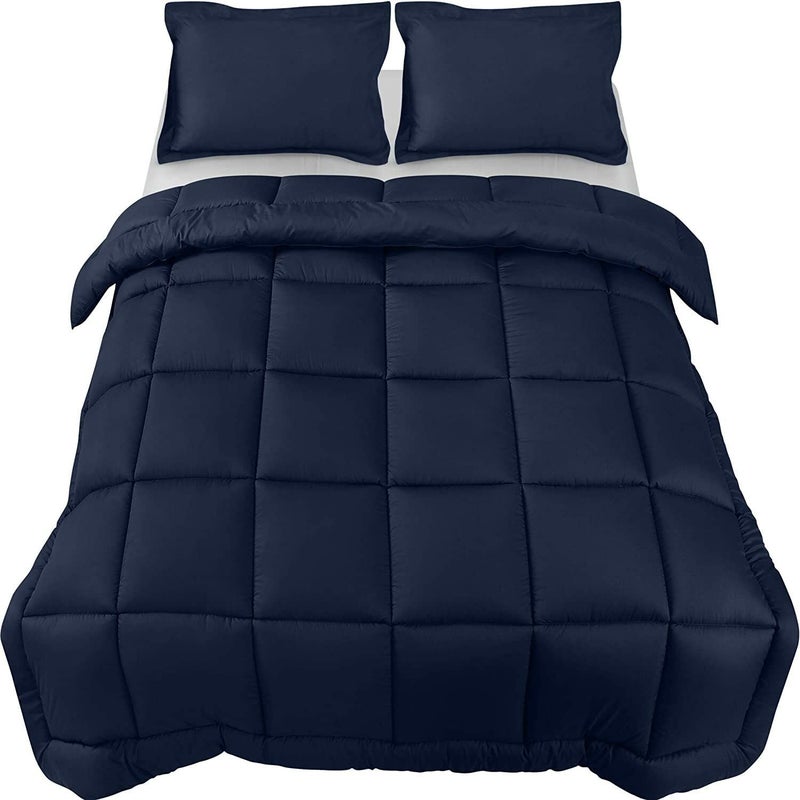 Texlux Soft Microfiber 500 GSM Heavy Winter QuiltComforterDuvetBedding SetBlanketRajaiDouble90 Inch X 100 Inch Bed Comforter Blanket with 2 Pillow Cover17 Inch X 27 Inch Dark Blue - Image 2