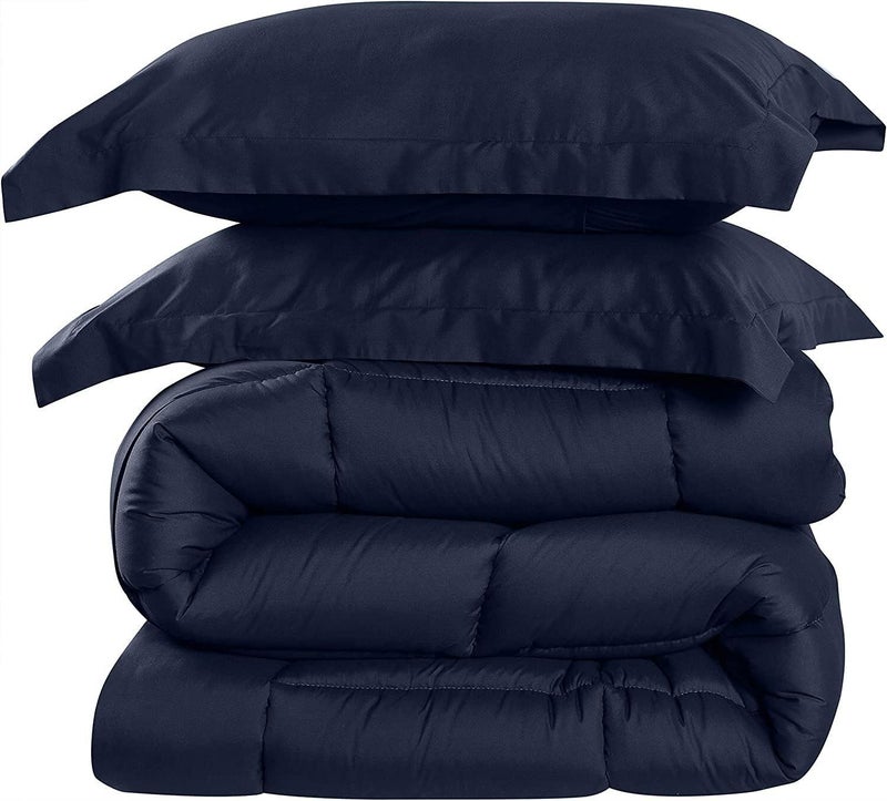 Texlux Soft Microfiber 500 GSM Heavy Winter QuiltComforterDuvetBedding SetBlanketRajaiDouble90 Inch X 100 Inch Bed Comforter Blanket with 2 Pillow Cover17 Inch X 27 Inch Dark Blue - Image 3