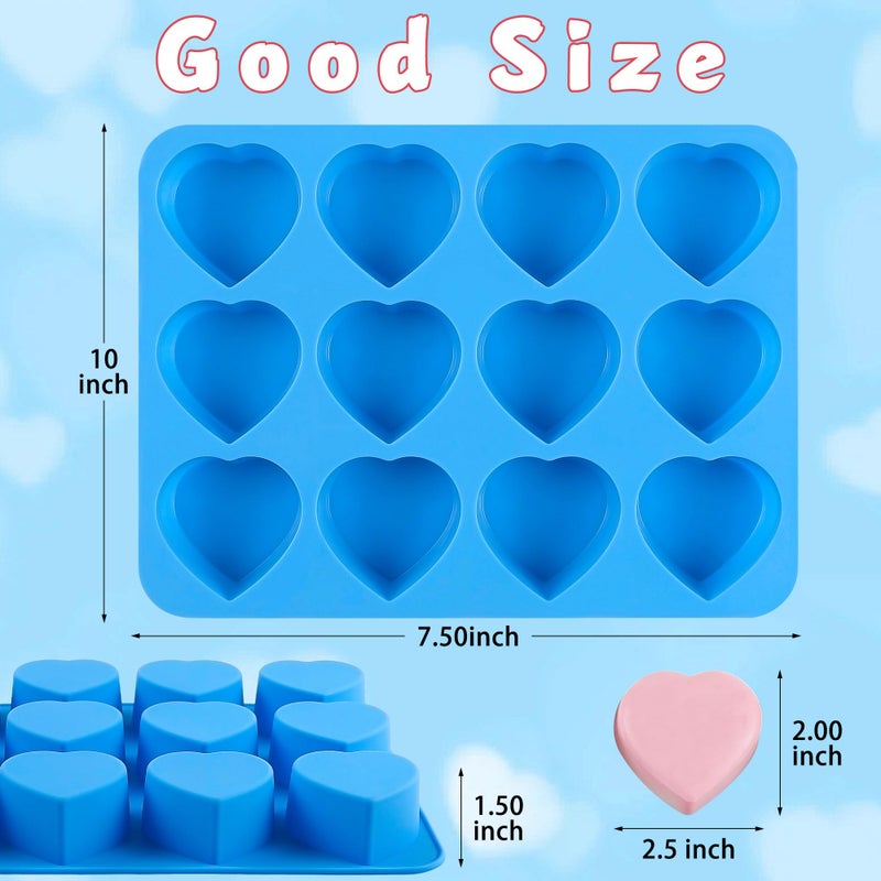 Sidosir 2Pcs Silicone Heart Muffin Pan Nonstick Molds, Valentine's Day Chocolate Molds for Crafting Muffin Cakes, Cupcake Pan Chocolate Silicone Heart Mold for Home Baking, Brownies, and Desserts - Image 2