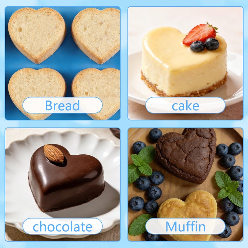 Sidosir 2Pcs Silicone Heart Muffin Pan Nonstick Molds, Valentine's Day Chocolate Molds for Crafting Muffin Cakes, Cupcake Pan Chocolate Silicone Heart Mold for Home Baking, Brownies, and Desserts - Image 5