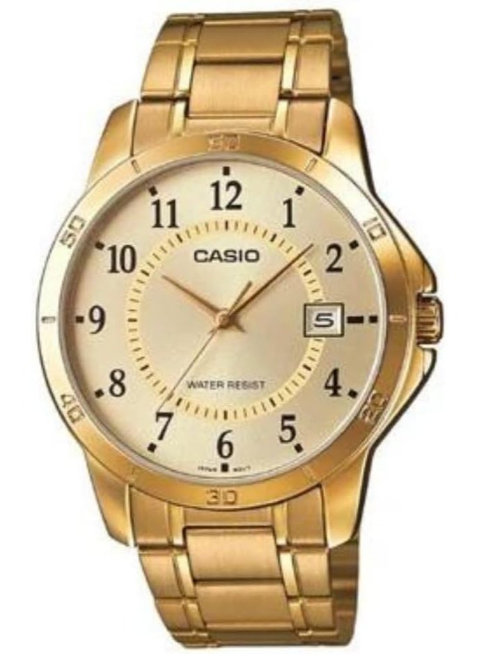 Casio Men's Watch - MTP-V004G-9BUDF Gold Dial, Gold Band - Image 1