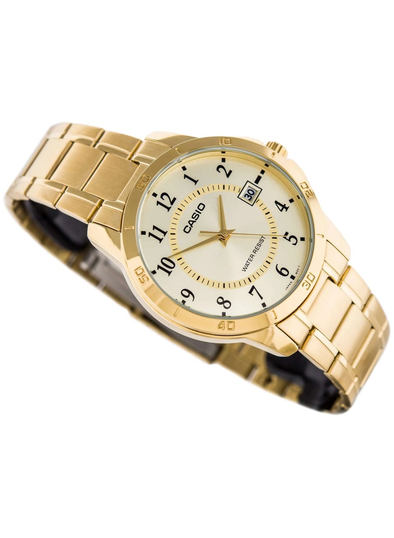 Casio Men's Watch - MTP-V004G-9BUDF Gold Dial, Gold Band - Image 2