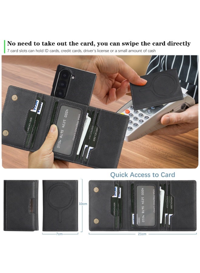 general Compatible Samsung Z Fold 7 2-in-1 Magnetic 3-Fold Card Holder Case with MagSafe Wireless Charging - All-in-One Protective Cover - Image 2